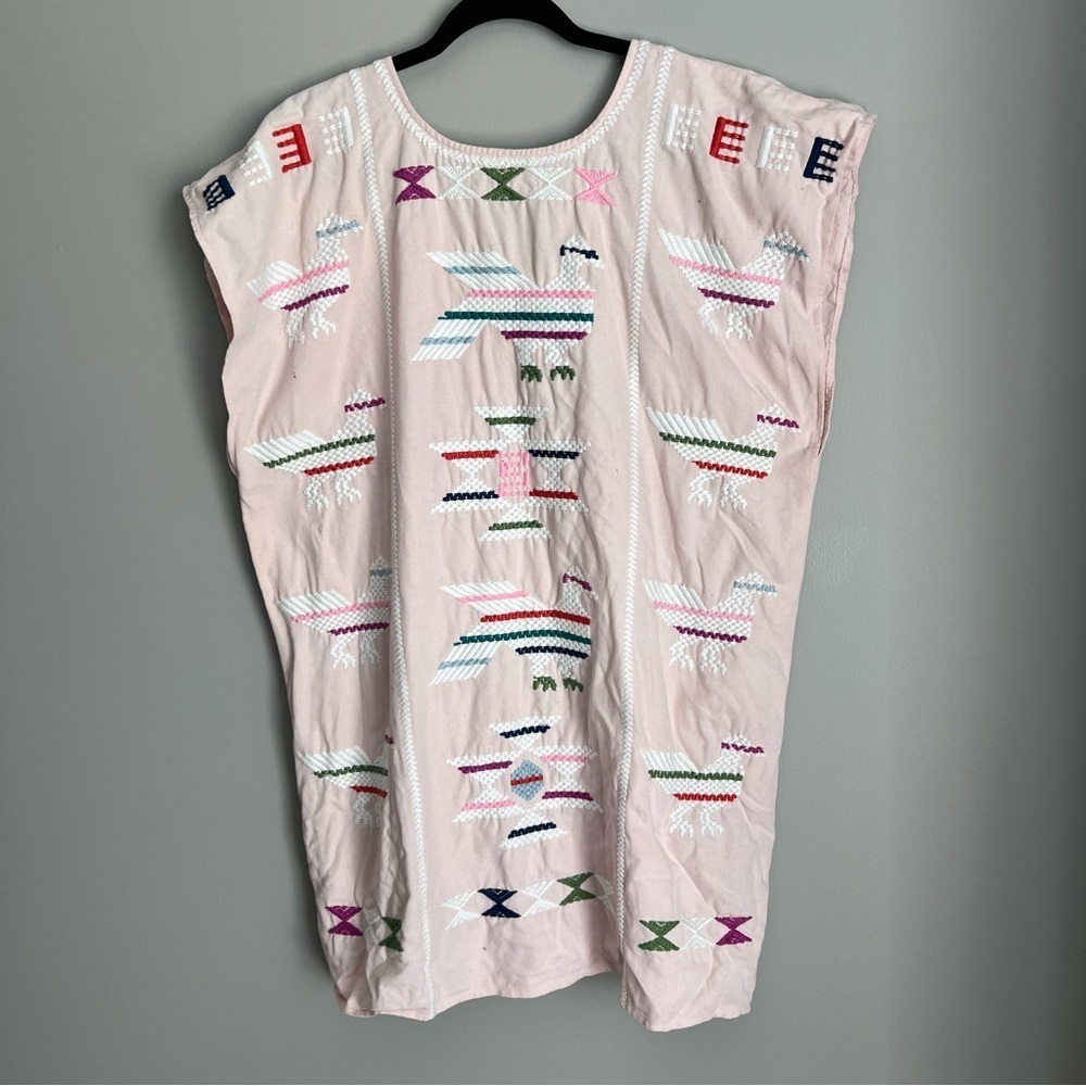 Anthropologie Valiante Panay Embroidered
Caftan Dress Pink Southwest Aztec - Picture 3 of 7